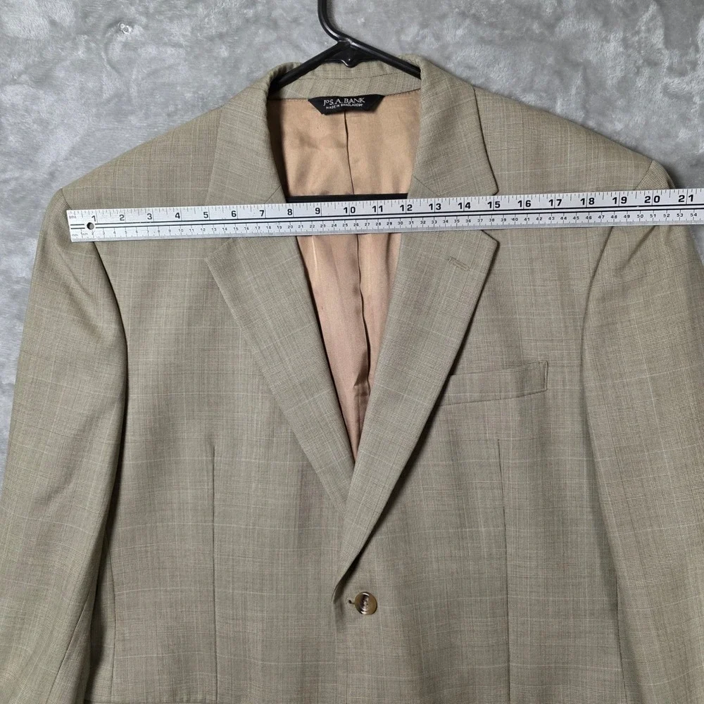 Jos. A. Bank Blazer Mens Tan Fair Glen Plaid 44R‎ Two Button Sport Coat Cashmere